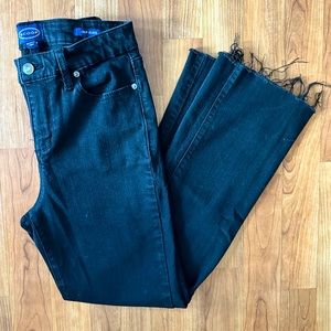 Black Ankle Crop Flare Jeans